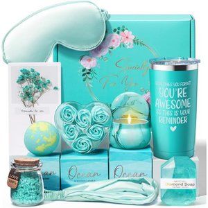 Set of 10  Ocean Relaxing Spa Gifts Basket for Women Self Care Gifts